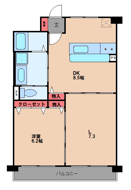 カーサリナート東比恵  203号室 間取り