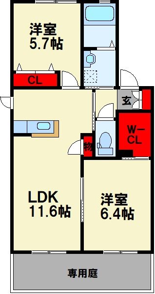 グランドソレイユ柏の森 A 105号室 間取り