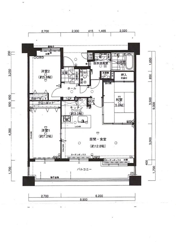 アメックス博多102プレミアム 1106号室 間取り