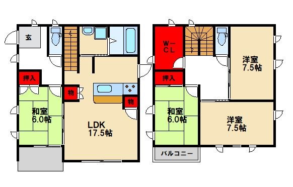 あさひ新町一戸建て貸家 間取り