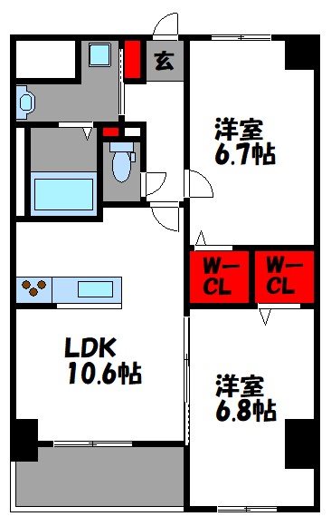 レイ和白 201号室 間取り