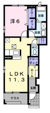 グランドヒルズ B101号室 間取り