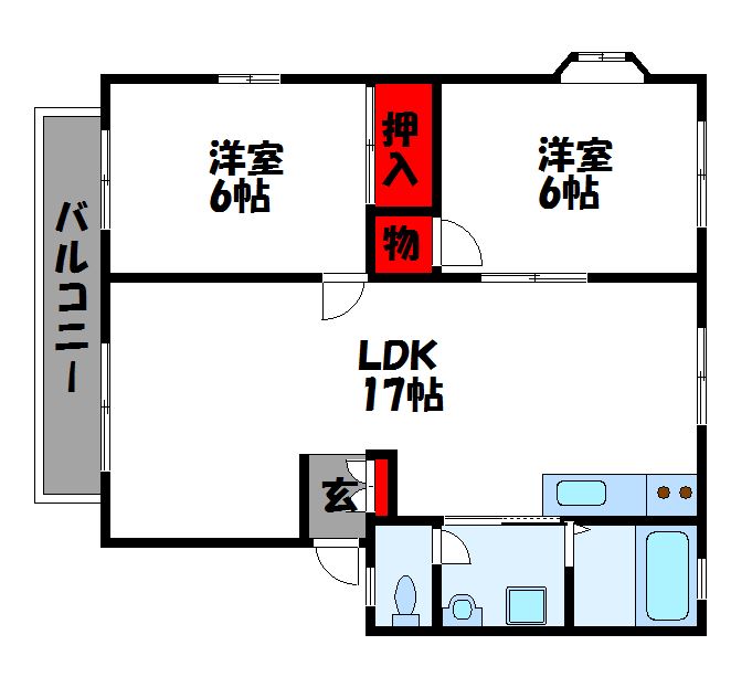 パナハイツ福間 B201号室 間取り