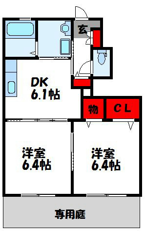 ルミエールパル新宮Ｂ棟 間取り図