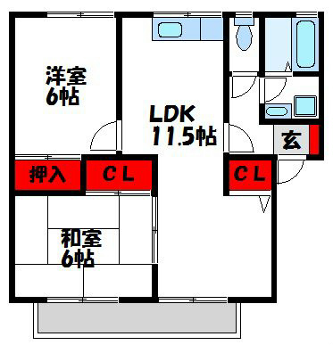 リシェス舞の里　B棟  103号室 間取り
