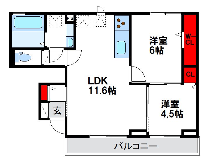 TORISIA花見が丘 102号室 間取り