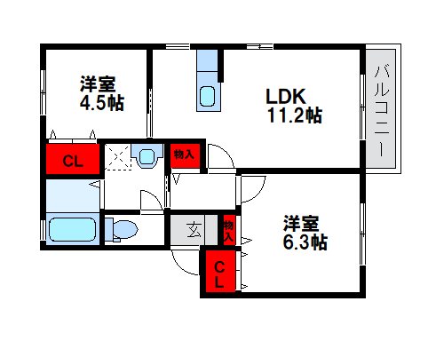 キフネハイツⅡ 203号室 間取り