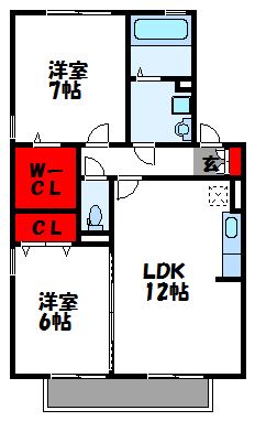 リビングタウン新宮B棟  101号室 間取り