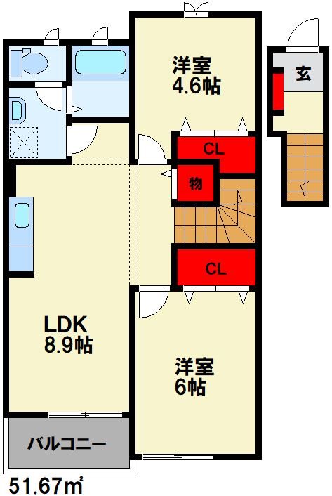 シャルマン横田 B棟 間取り