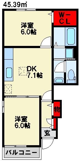 福岡県遠賀郡遠賀町今古賀 間取り