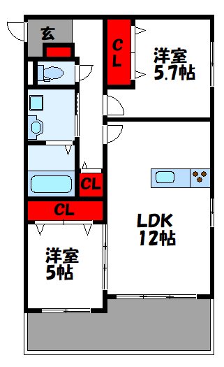 福岡県福津市西福間３丁目 間取り