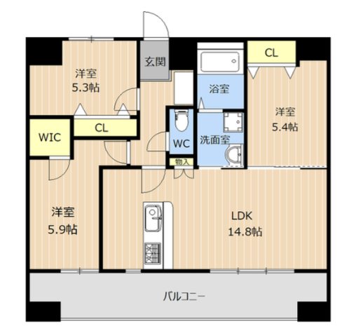 福岡県福岡市博多区下呉服町 間取り