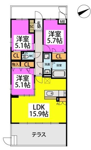 福岡県久留米市東櫛原町77 間取り