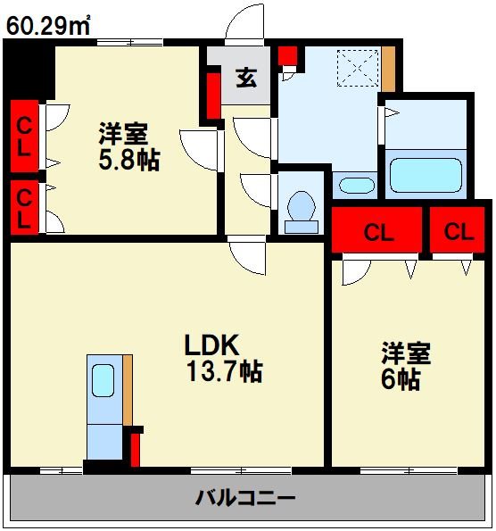 カーサ宮ノ前Ⅱ 間取り