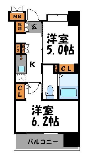 エステムプラザ天神サウスイースト 間取り