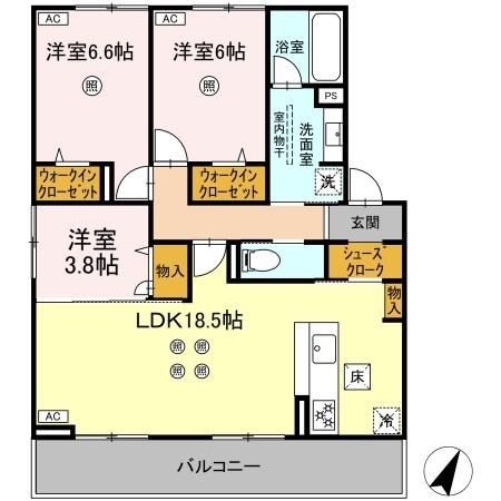 福岡県福岡市中央区平和３丁目 間取り