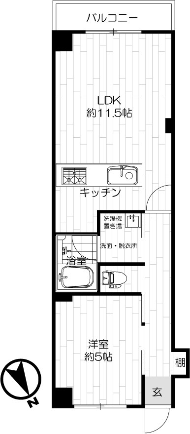 タウンハイツ尾山台 305号室 間取り