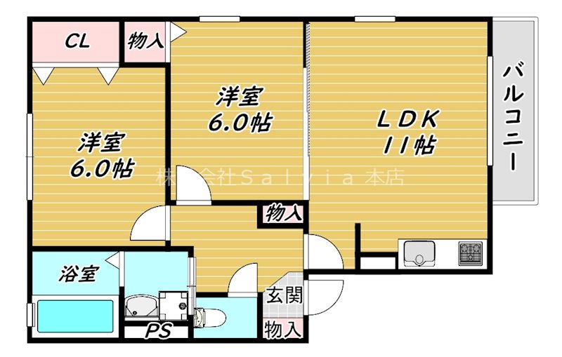 ガトーナふくだ　B棟 間取り