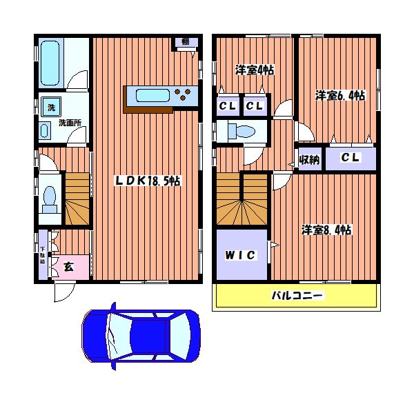 国立市谷保戸建  間取り図