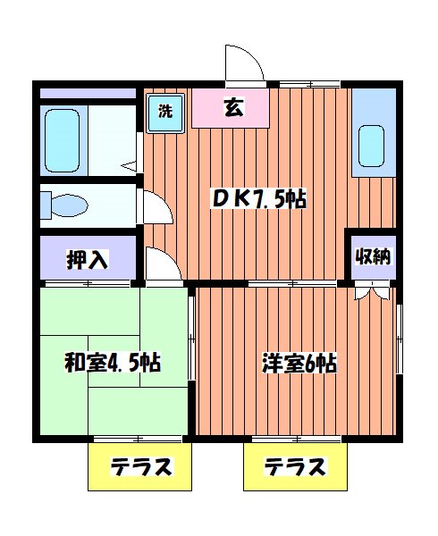 滝ノ上ハイツ井上G棟  間取り図