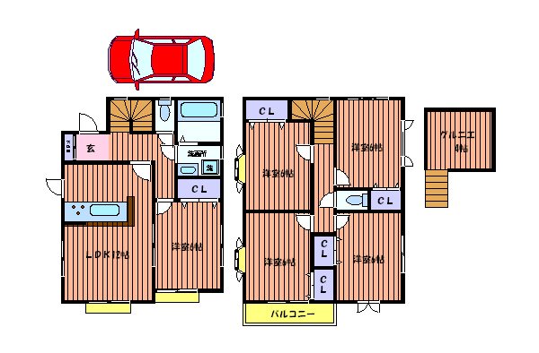 国立市谷保貸家 間取り図