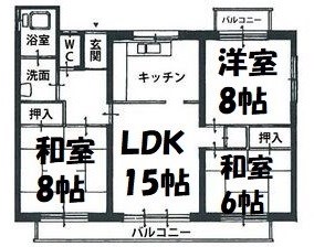 中部東山荘　北棟 間取り図