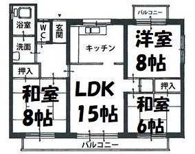 中部東山荘　北棟 間取り図