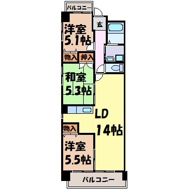 ユーハウス鶴舞Ⅱ 間取り図