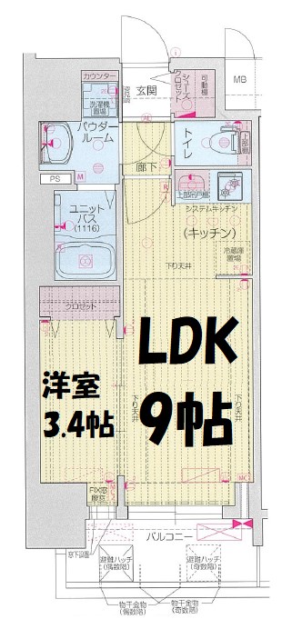 プレサンス名駅南エディフィス 間取り図