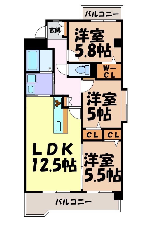 クレッセンド清水ヶ岡 間取り図