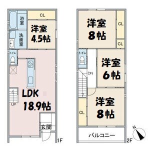 バンクーバー1124代万町A 間取り図