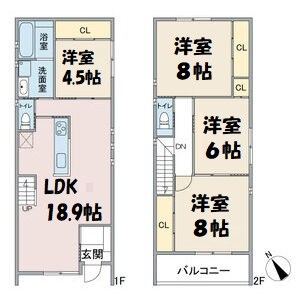 バンクーバー1124代万町C 間取り図