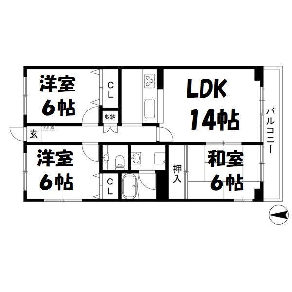 ビラ三秀山中 間取り図