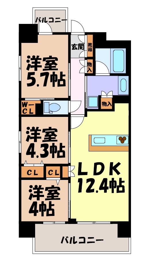 プレサンスロジェ志賀本通テラス 間取り図