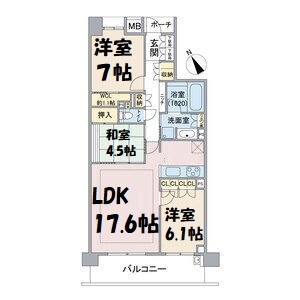 プレシアスコート東山元町テラスA棟 間取り図