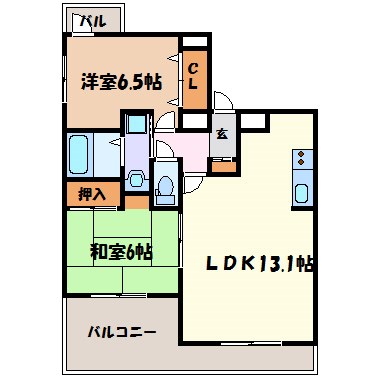 グランパス朝岡 間取り図