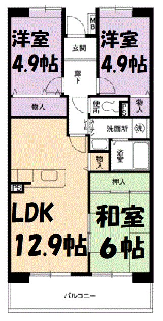 アーバンラフレ志賀9号棟 間取り図
