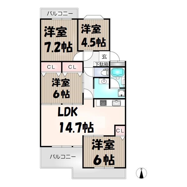 エルグランデ萩山 間取り図
