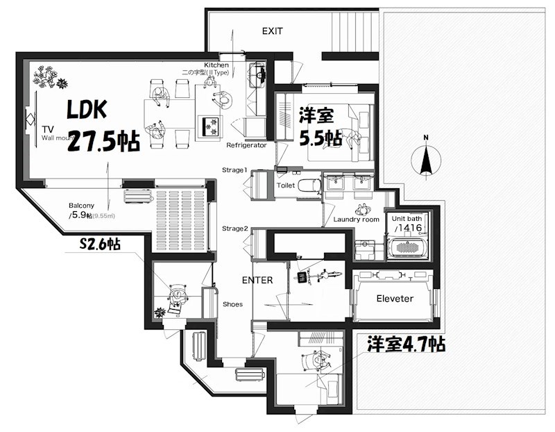 mother(滝川) 間取り図