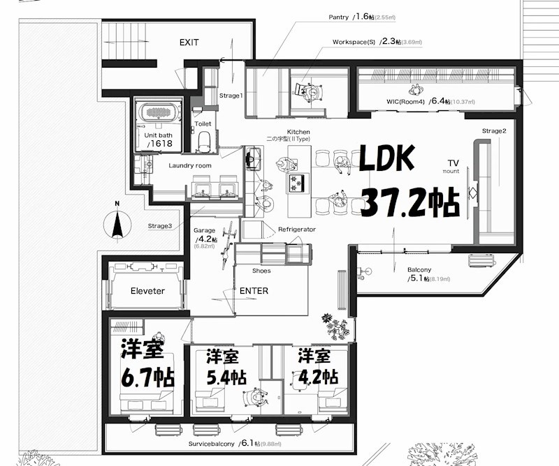 mother(滝川) 間取り図