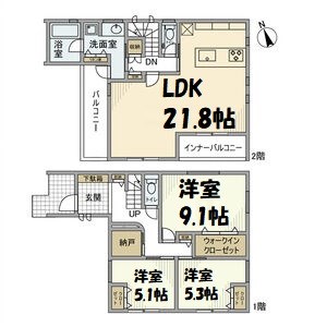大島町戸建 間取り図
