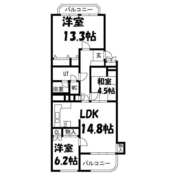 シャンボール山手D棟 間取り図