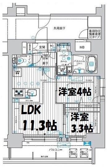 プレサンスレイズ鶴舞公園 間取り図
