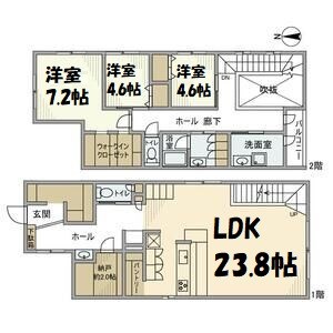片坂町2丁目戸建 間取り図