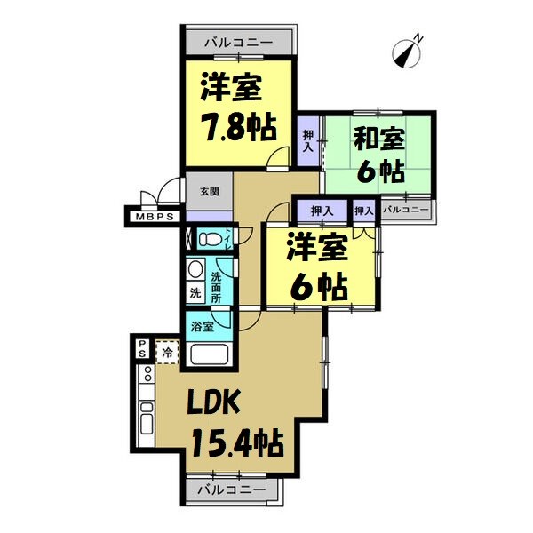 三旺マンション星ヶ丘 間取り図