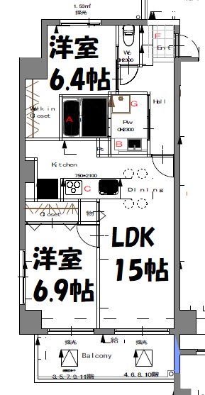 C.P.主税町レジデンス 間取り図