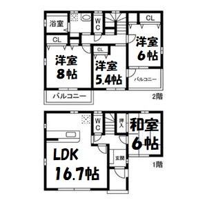 下中村4丁目貸家 間取り図
