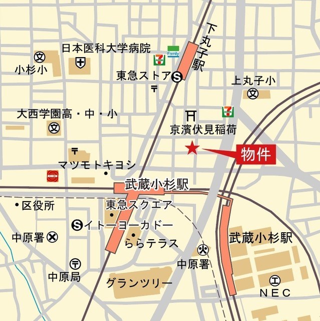 Brillia ist 武蔵小杉 地図（共通）