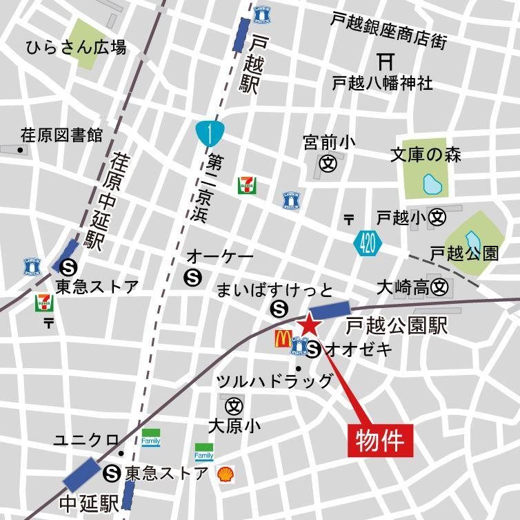 ザ パークハウス戸越公園タワー 地図（共通）