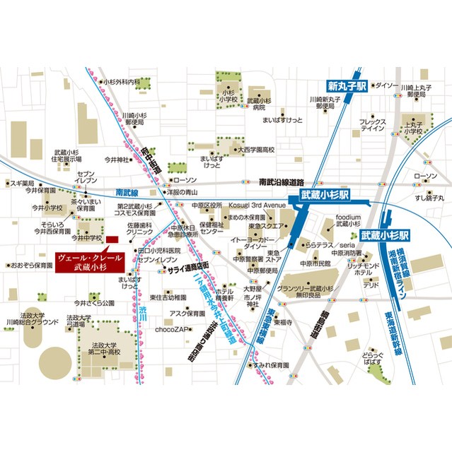 ヴェール クレール武蔵小杉 地図（共通）